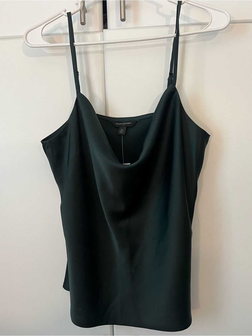 Banana Republic dark green satin cowl neck tank top NWT size medium